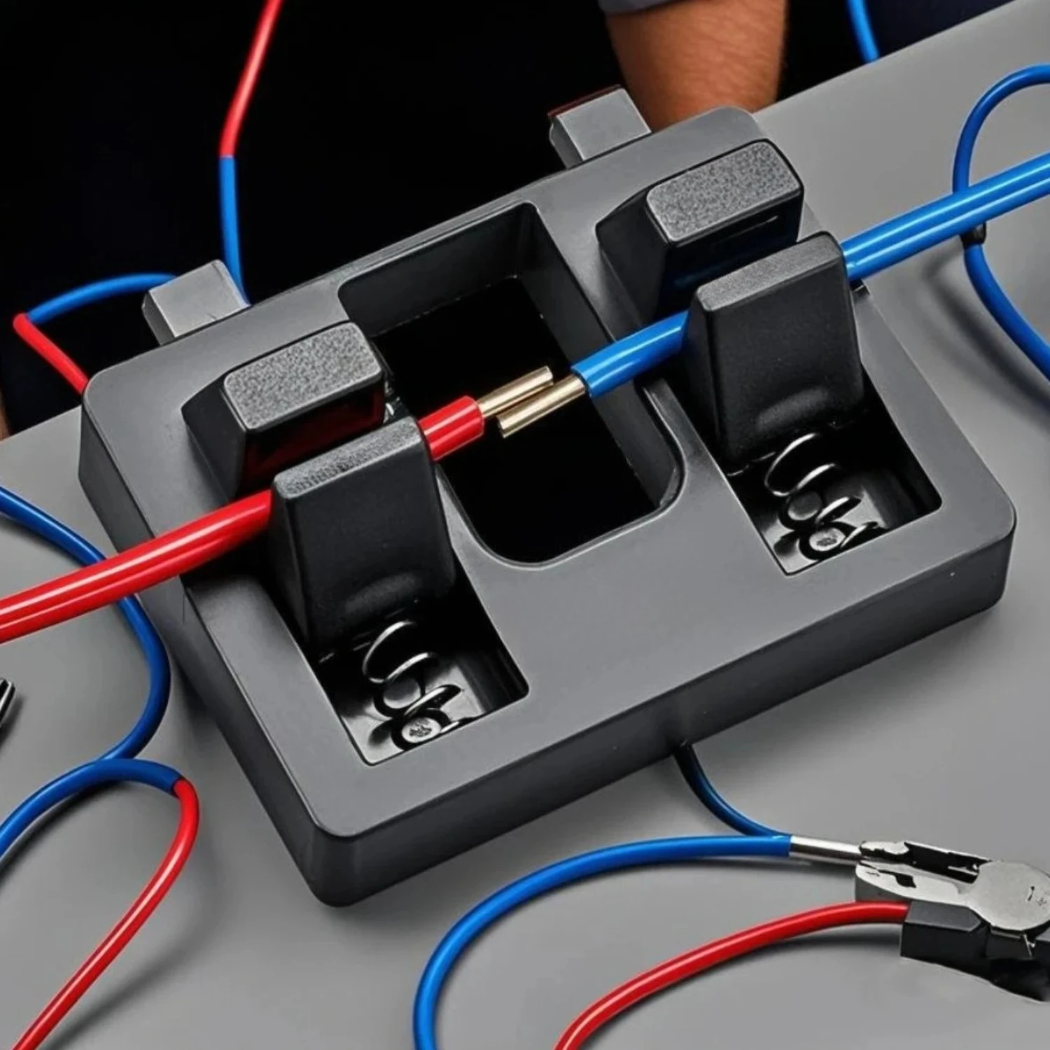 Diy Electronics Location - مشبك تثبيت كابل زنبركي مزدوج الأسلاك،