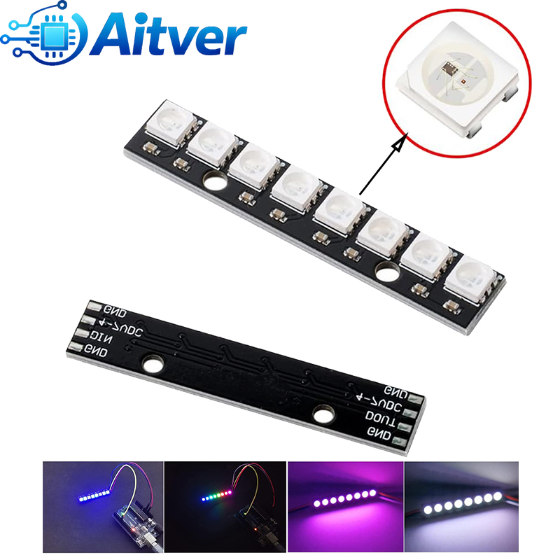 WS2812B 8Bit RGB LED وحدة 5V ش - مراجعة Diy Electronics Address وسعره